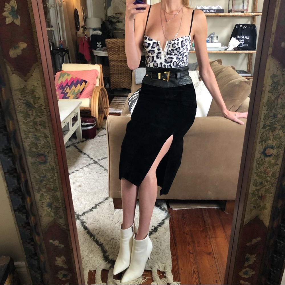 Vintage Lillie Rubin leather and suede skirt - Picture 3 of 8